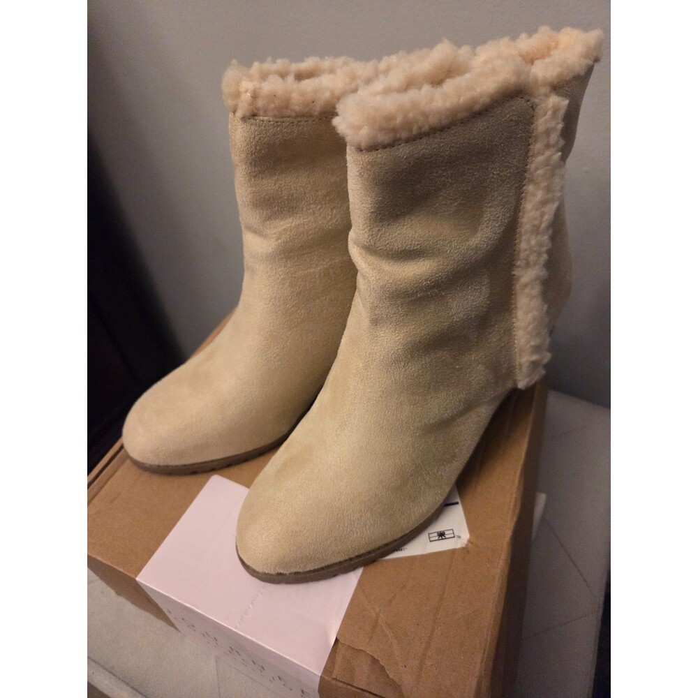 Journee Collection Nonie Ivory Faux Suede Women's Boots, Size 8